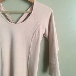 Free People Light Pink Ribbed 3/4 Sleeve Top